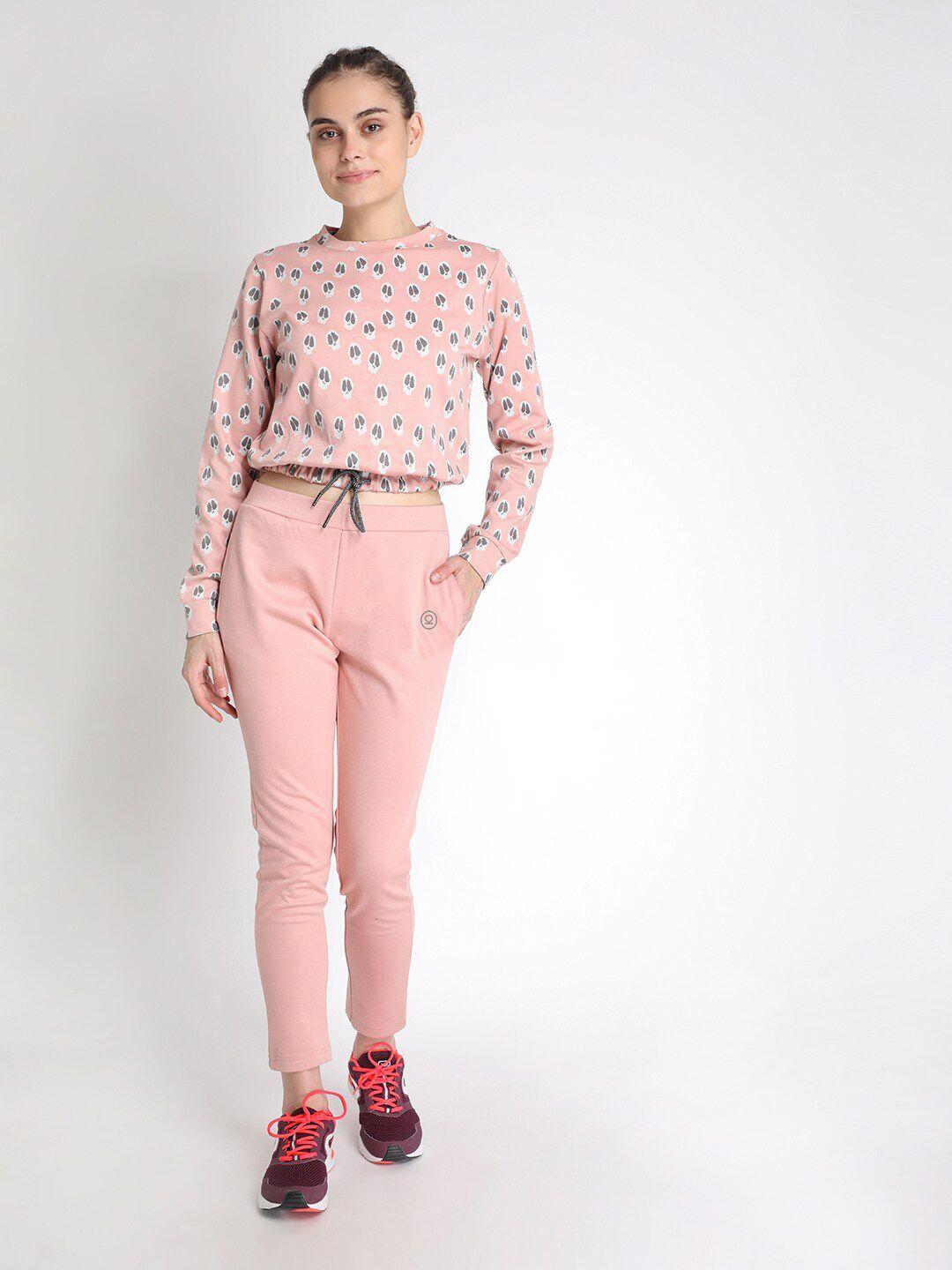 chkokko women peach-coloured & white printed top with pyjamas