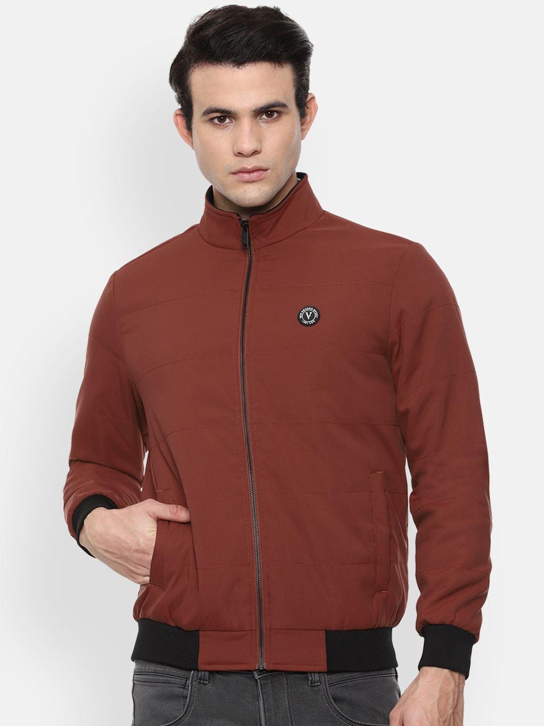 van heusen sport men maroon solid bomber jacket