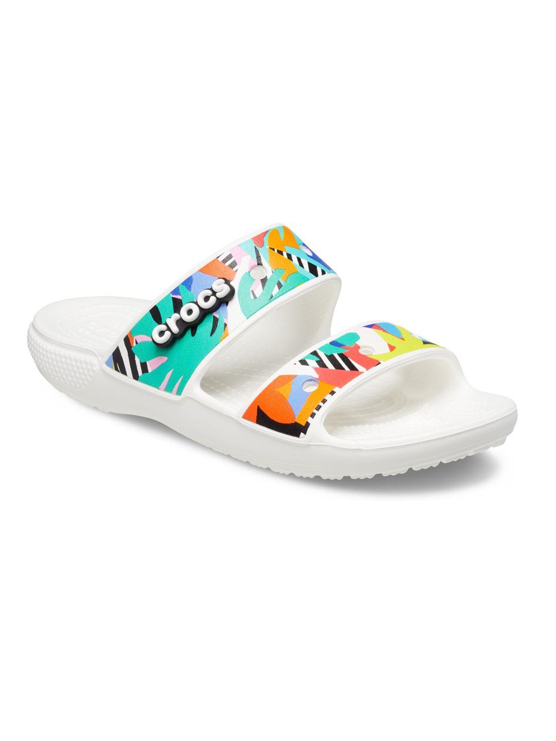 crocs unisex multicoloured printed croslite sliders