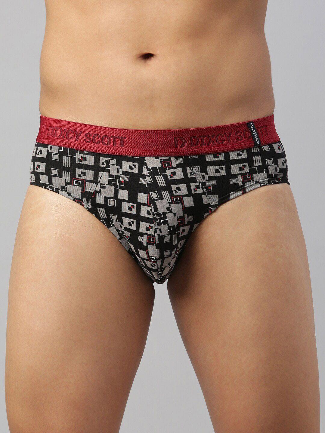 dixcy scott maximus men black & grey printed basic briefs