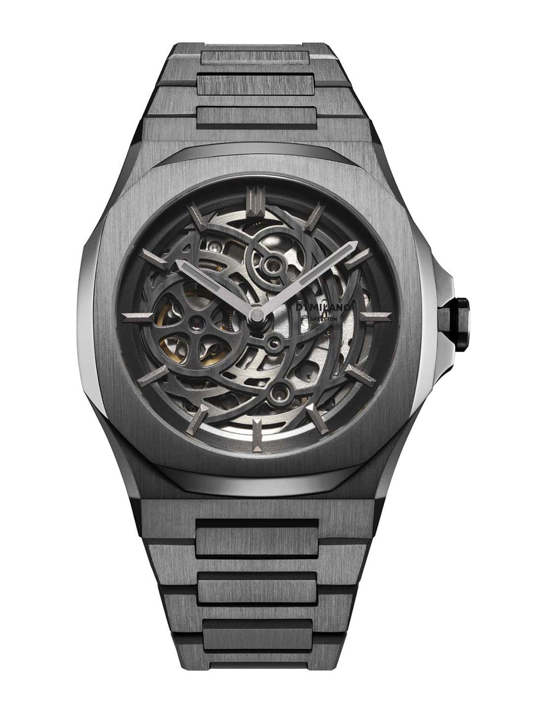 d1 milano men gun metal skeleton mask metal stainless steel strap watch skbj11