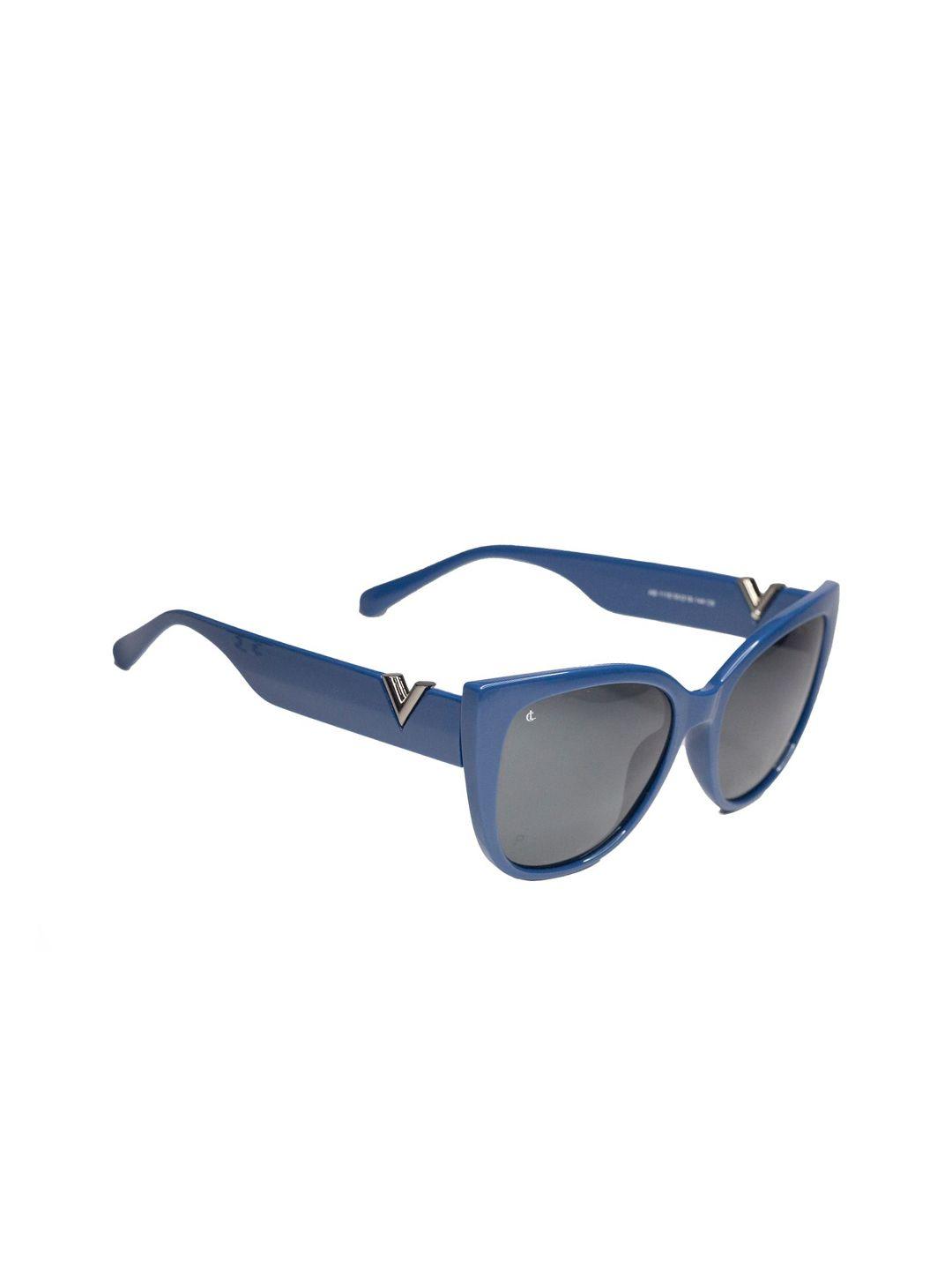 charles london women grey lens & blue cateye sunglasses & uv protected len ab 1118 c6 55 s