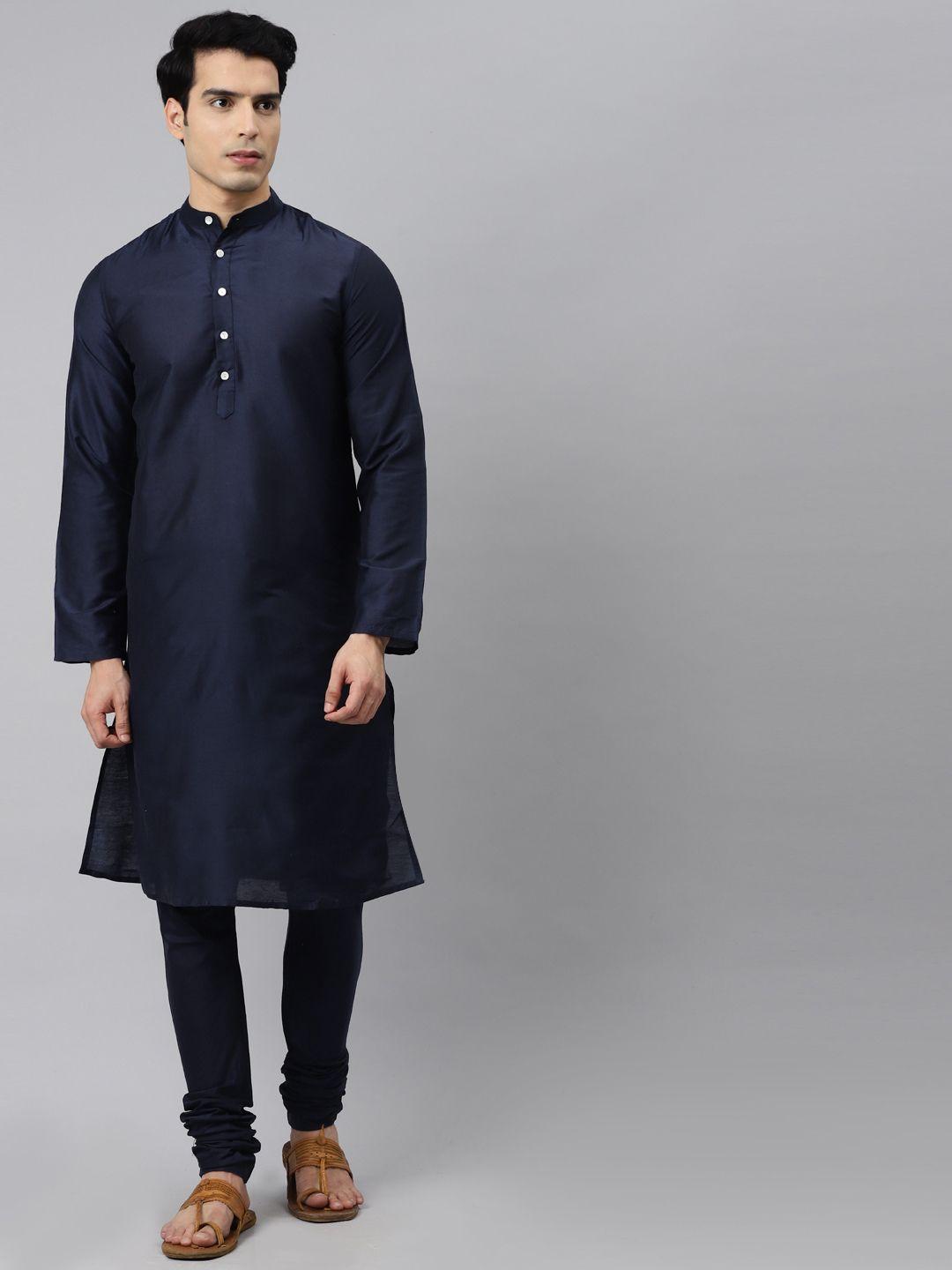 tulsattva men navy blue kurta with churidar