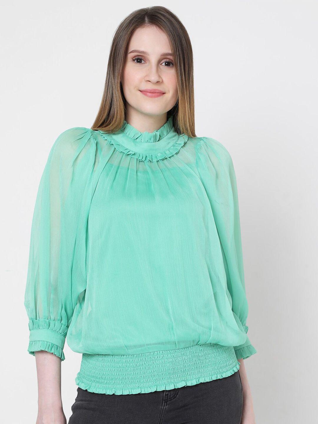 vero moda green blouson top