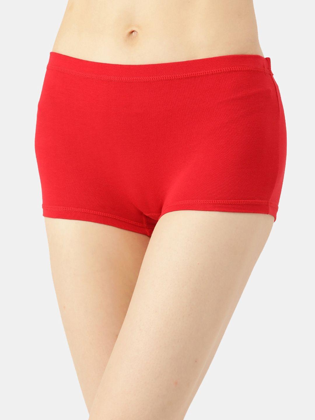 leading lady women red solid boyshorts briefs