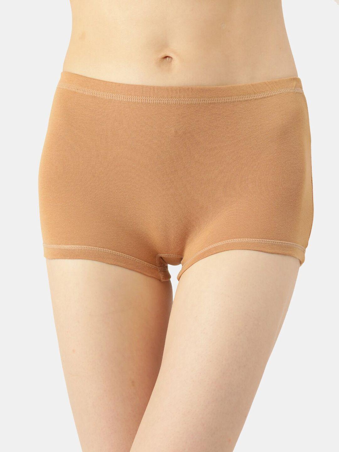 leading lady women beige solid boyshorts briefs