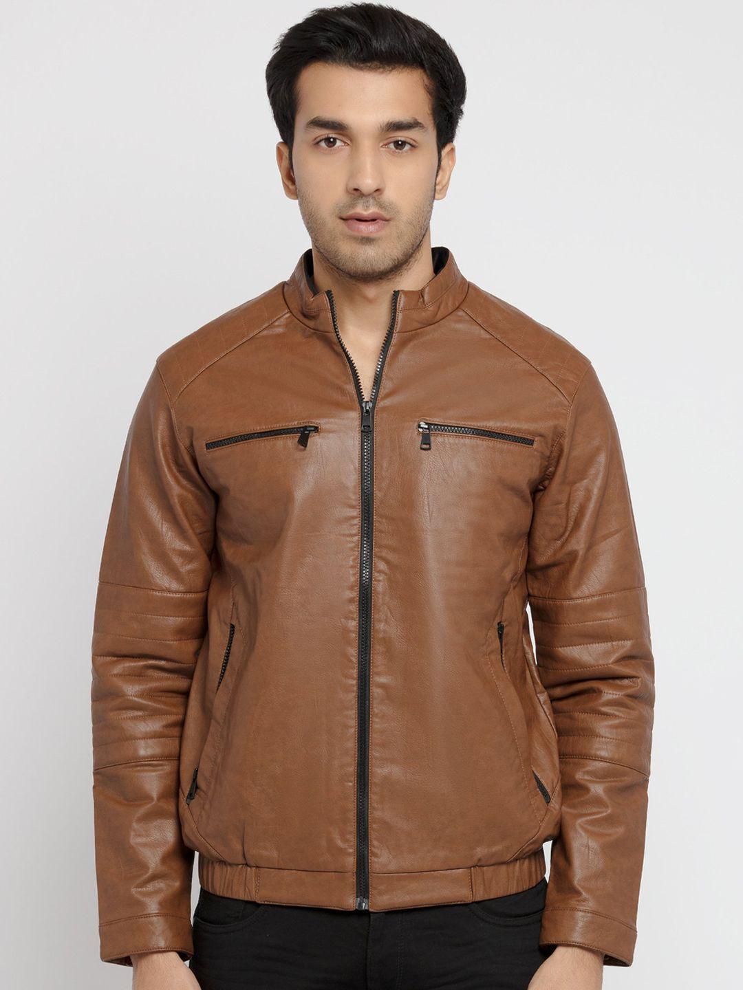 status quo men tan biker jacket