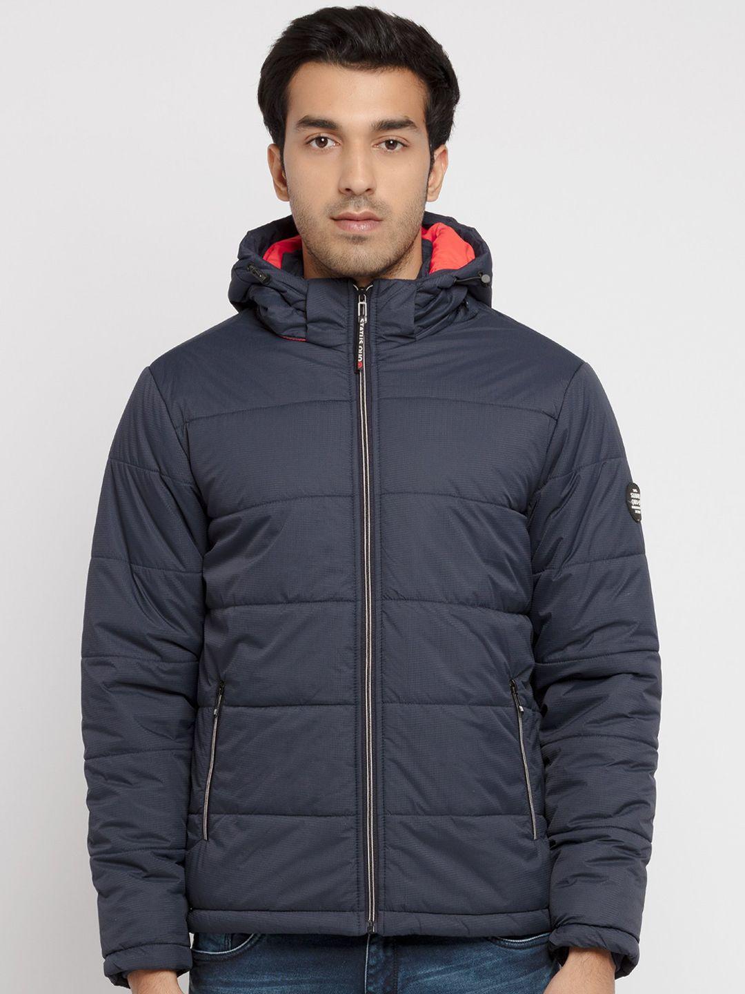 status quo men navy blue padded jacket