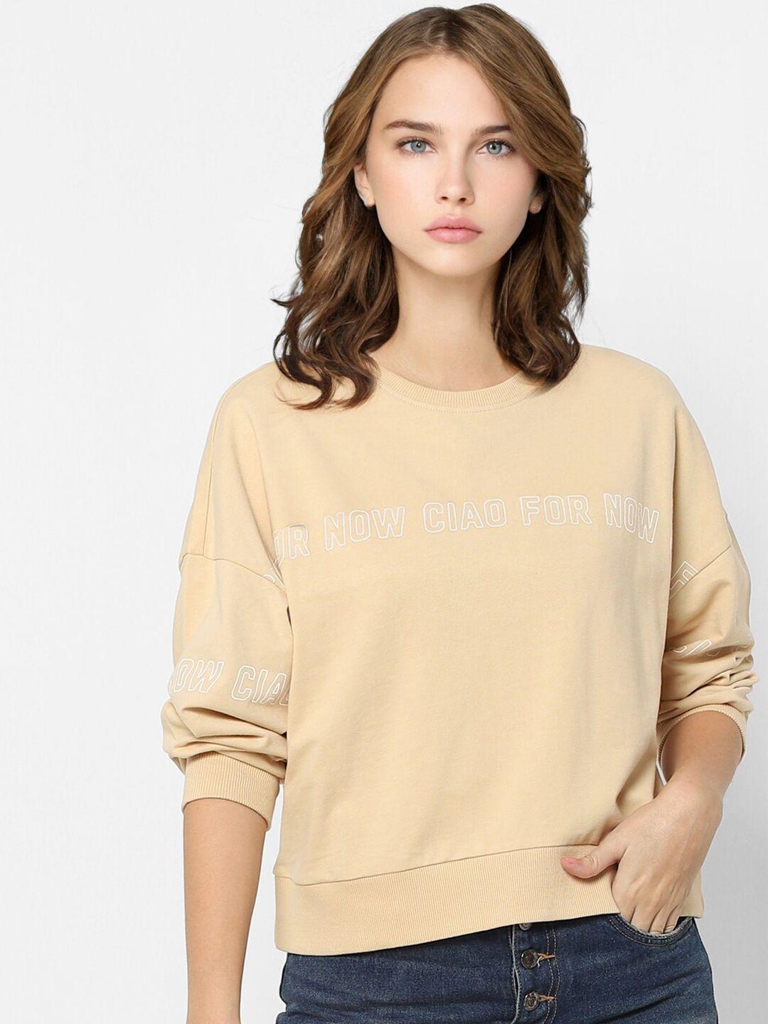 only women beige sweatshirt