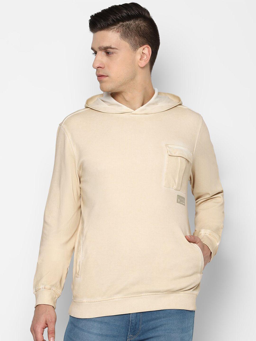 allen solly sport men beige hooded sweatshirt