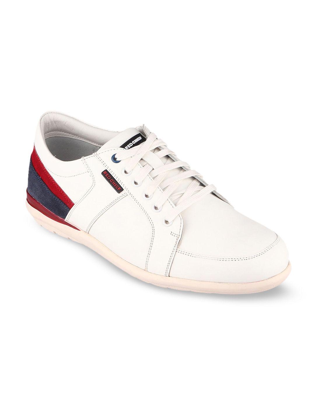 red chief men off white leather sneakers