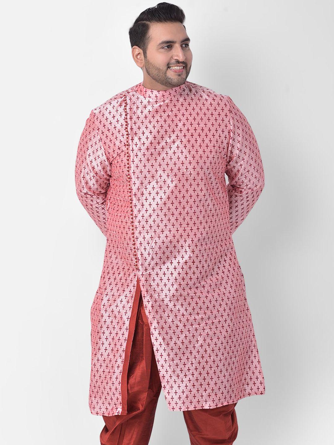 deyann plus men pink printed kurta