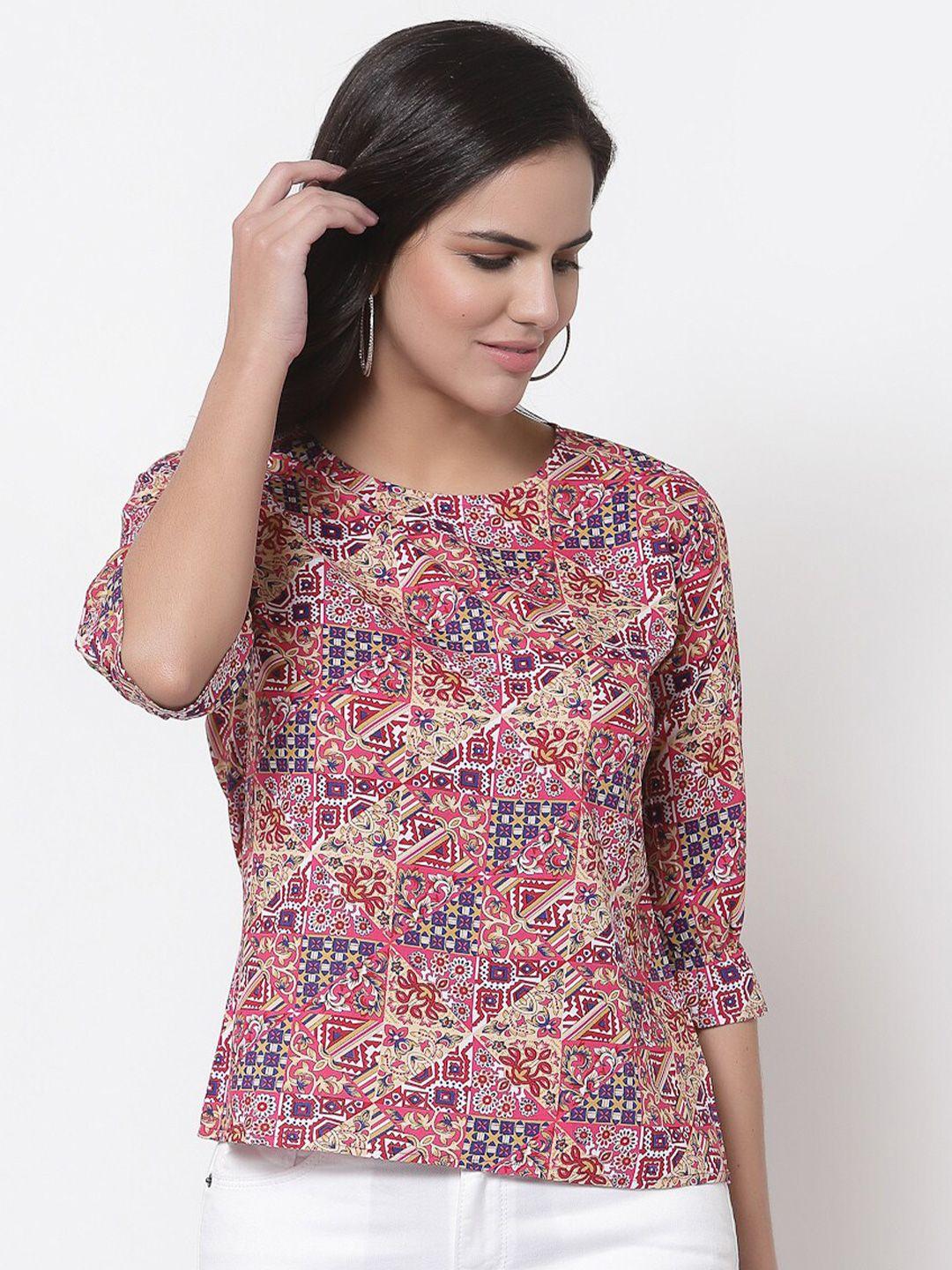 style quotient multicoloured floral print crepe top