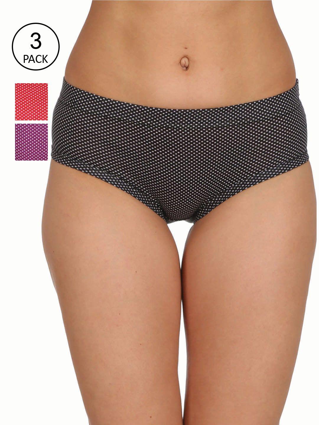 reveira women pack of 3 assorted cotton hipster briefs