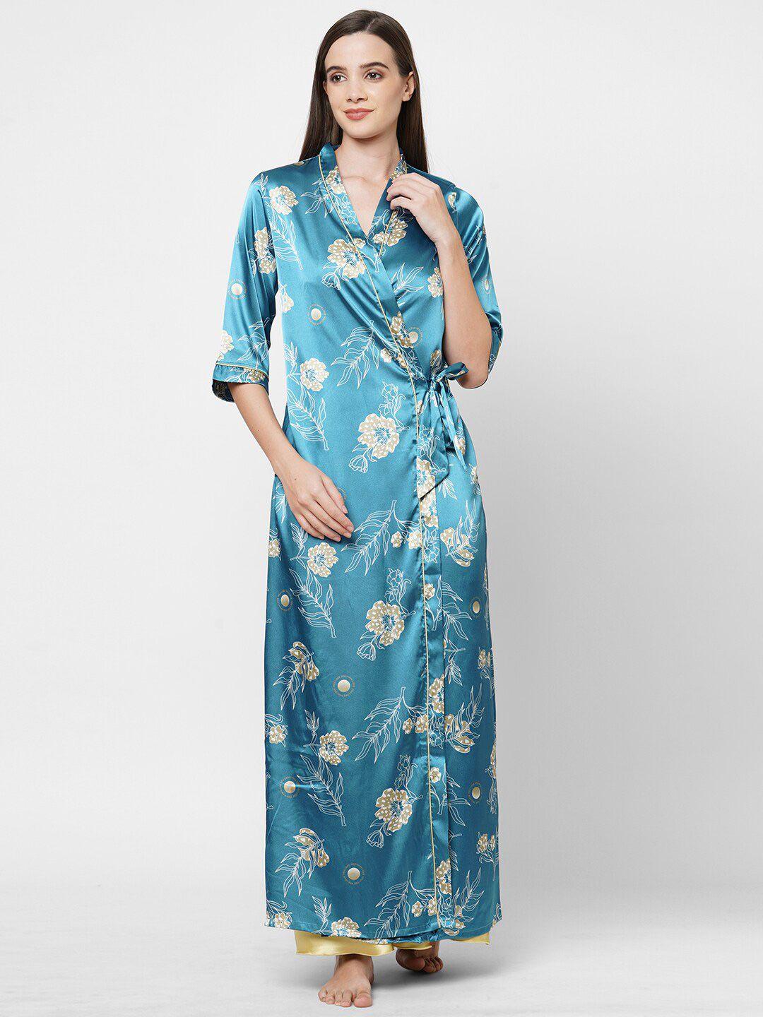 sweet dreams green printed maxi nightdress with robe