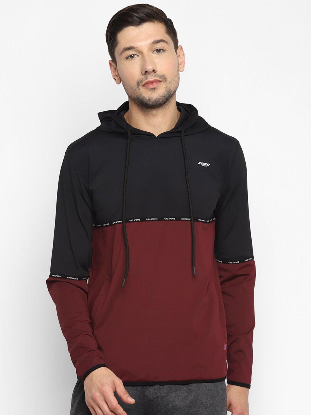 furo by red chief men maroon colourblocked sweatshirt