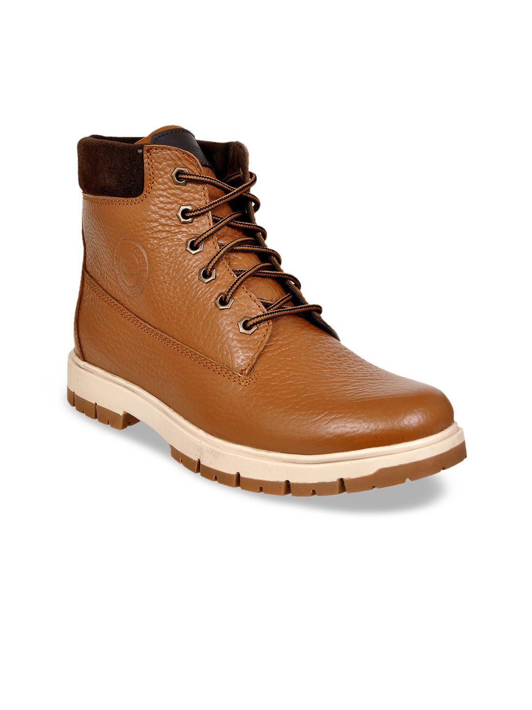 allen cooper men tan leather high-top flat boots