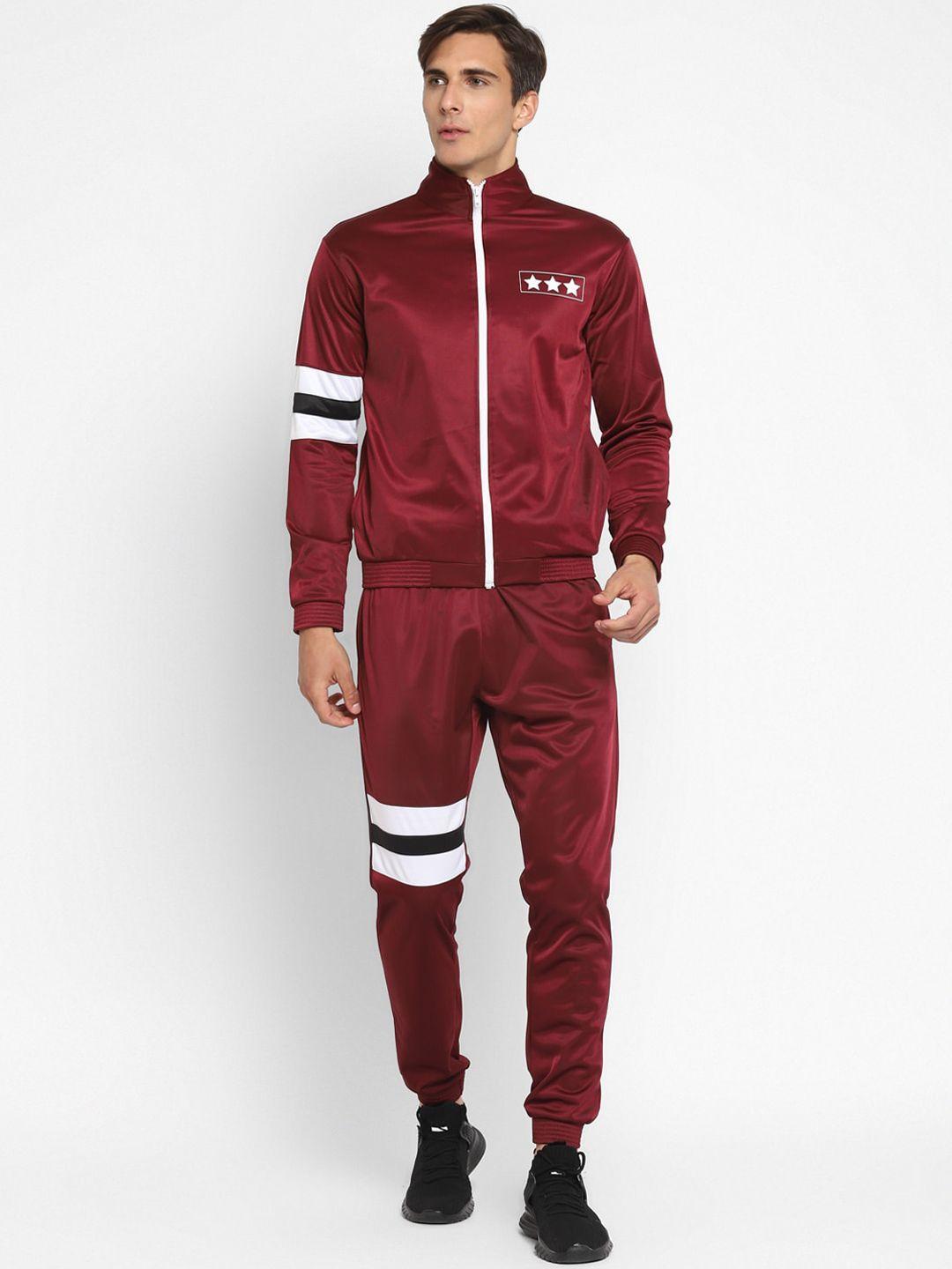 yuuki men maroon solid tracksuit