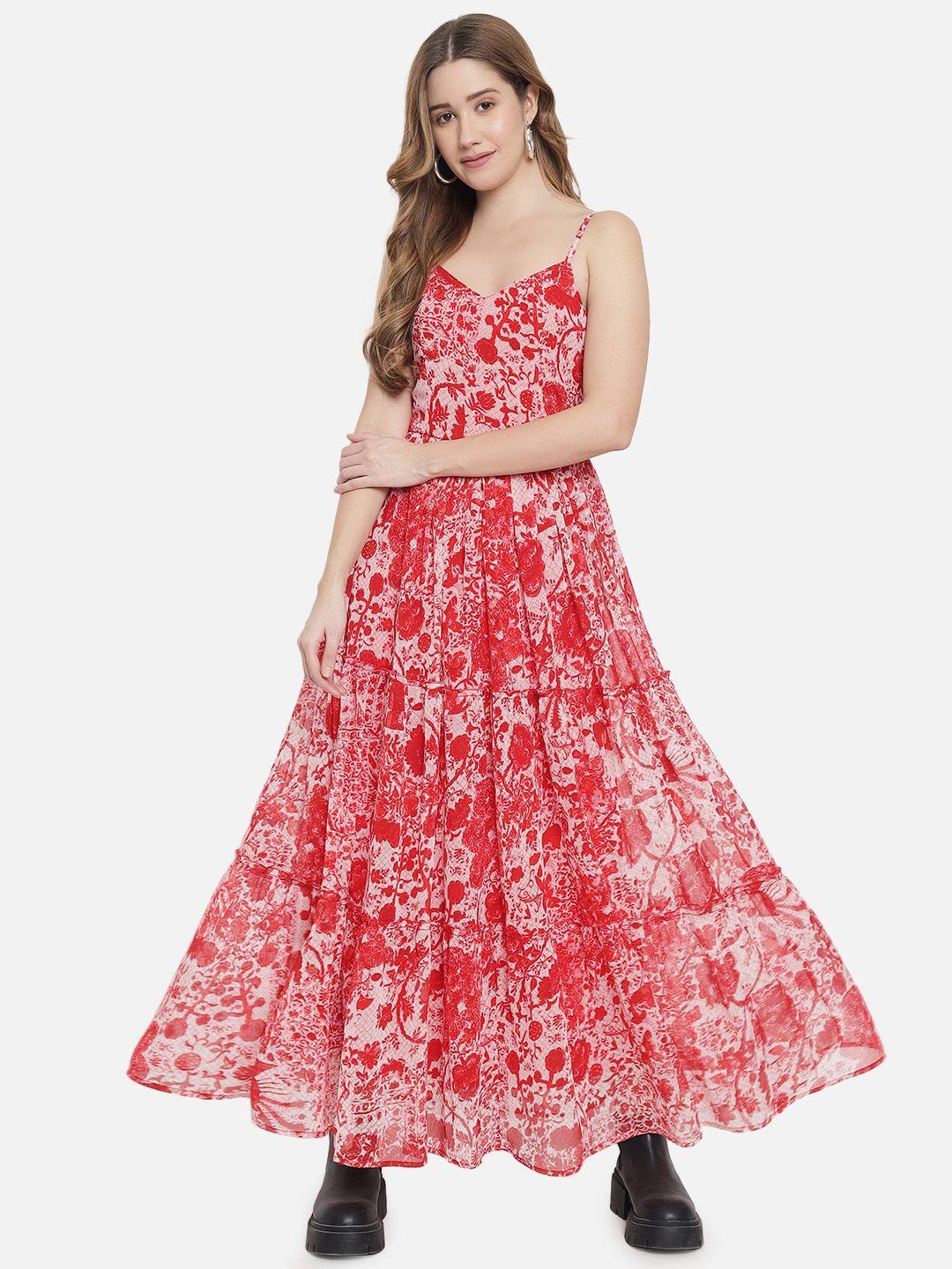 the vanca red floral maxi dress