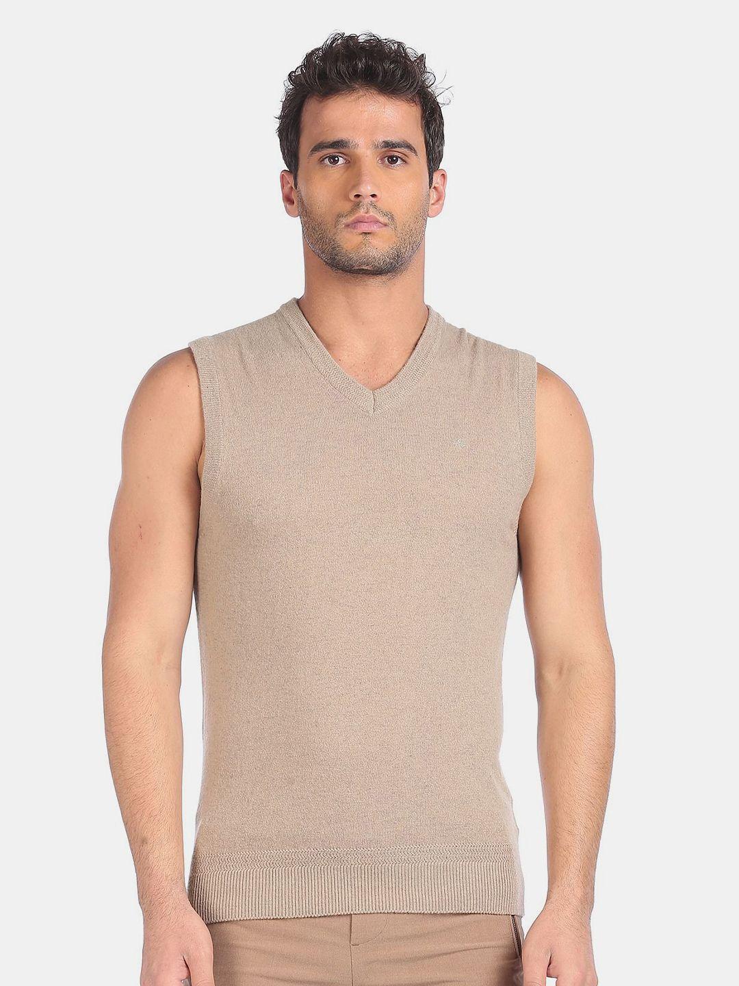 arrow sport men beige sweater vest