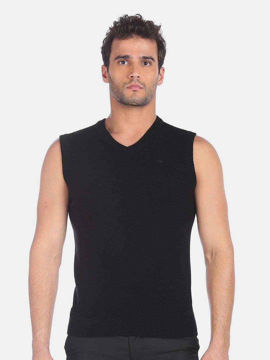 arrow sport men black sweater vest