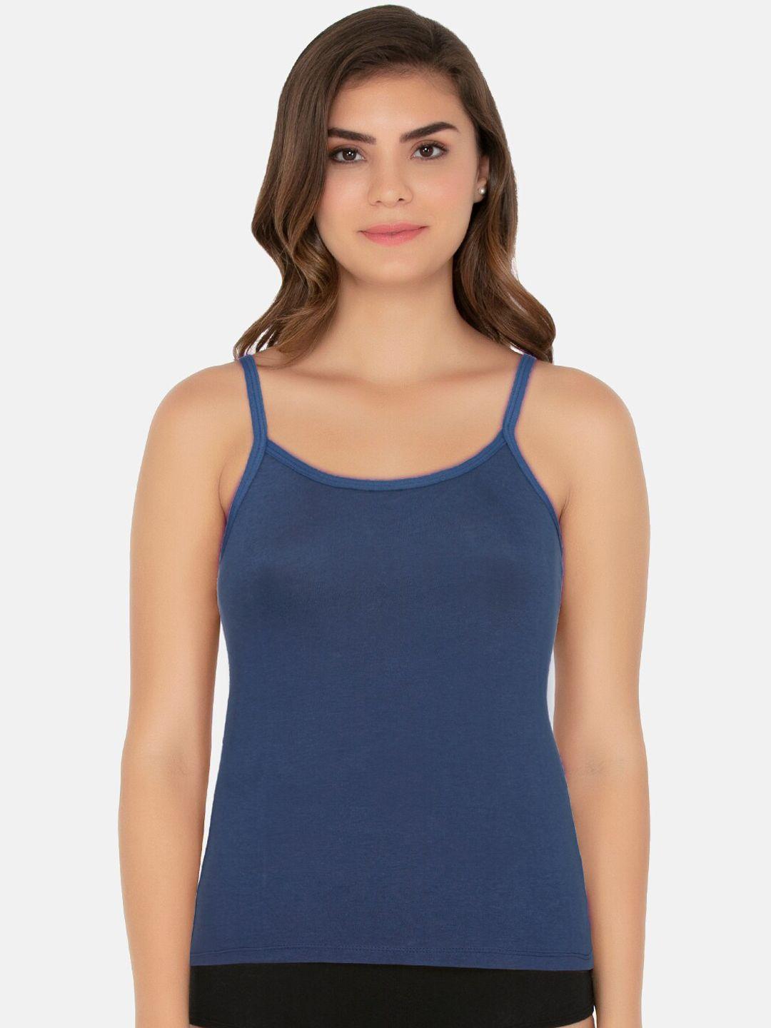 amante women blue solid pure cotton camisoles