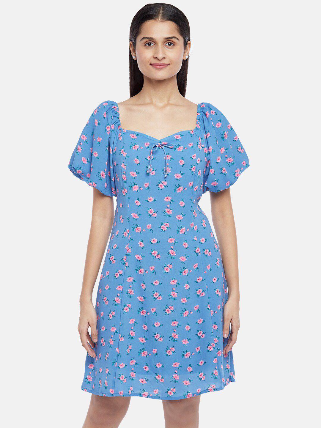 honey by pantaloons blue floral a-line dress