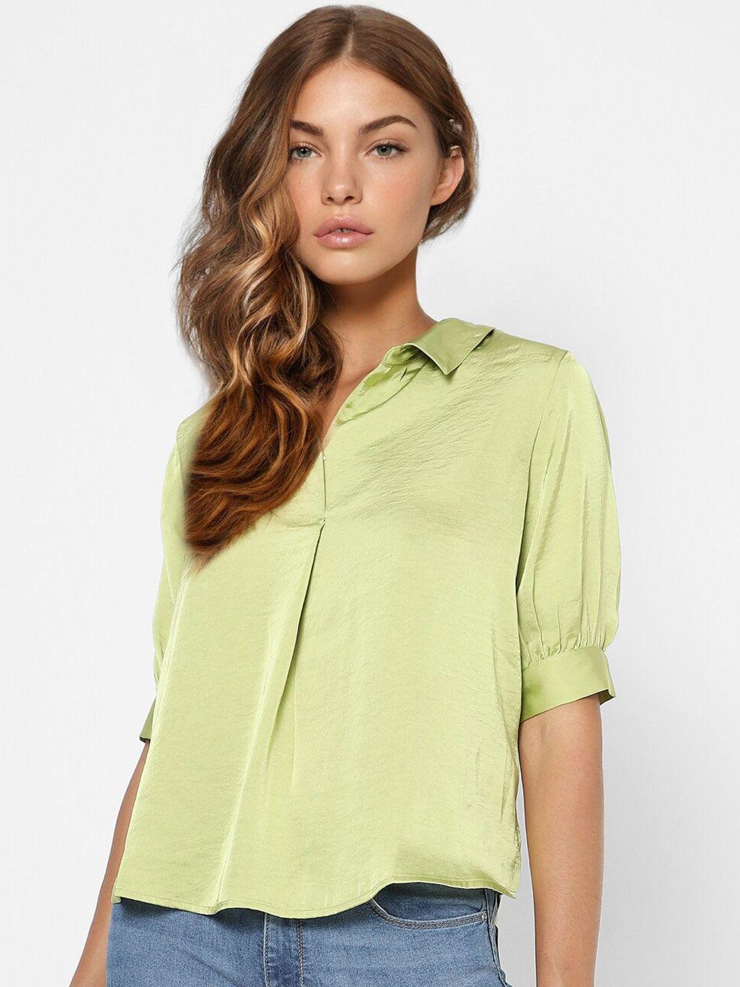 only women green casual shirt