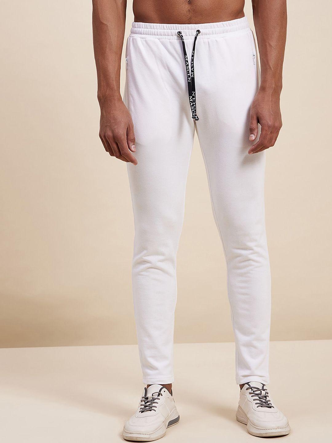 mascln sassafras men white solid track pants