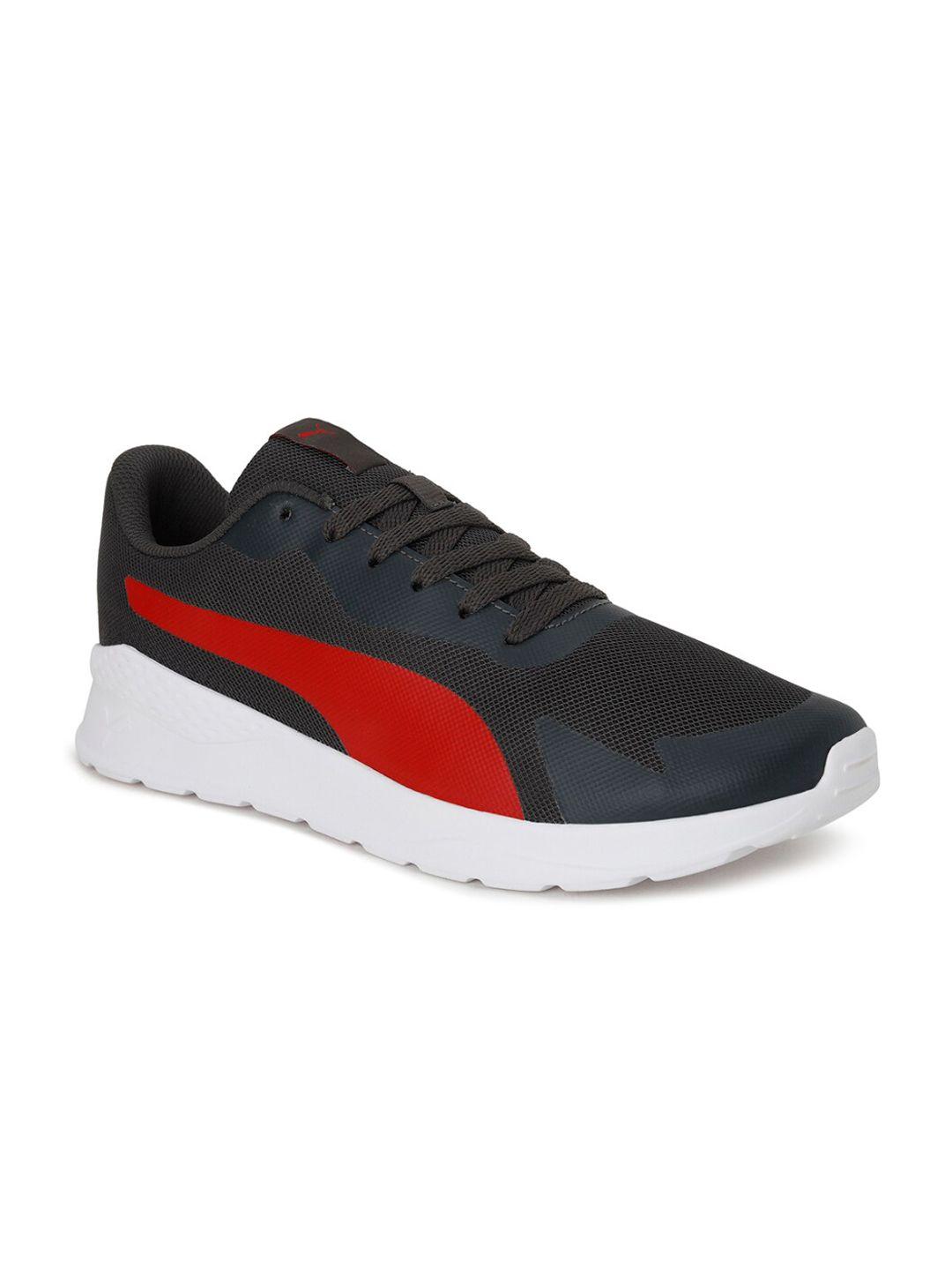 puma men navy blue & red colourblocked sneakers