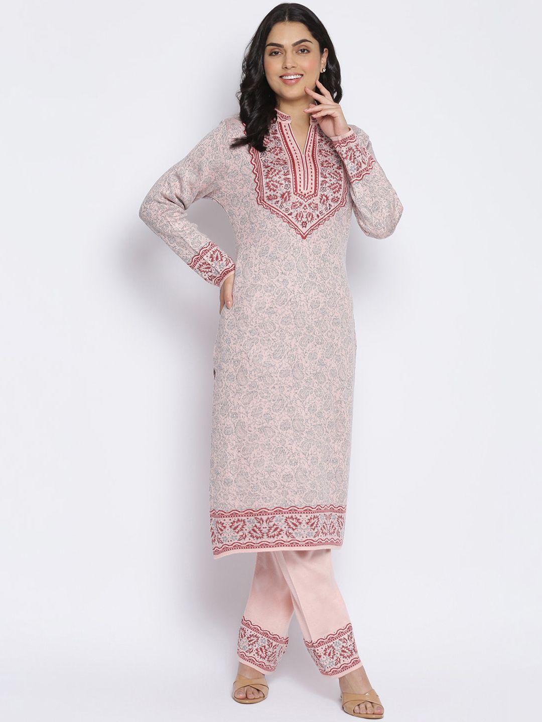 mikhad women pink floral  kurta with trousers