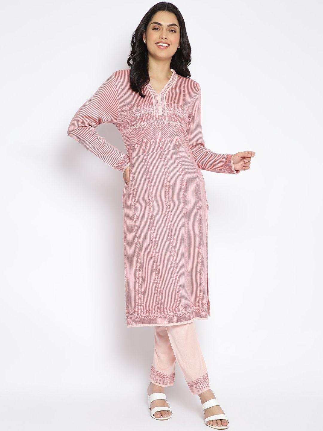 mikhad women pink empire kurta with trousers