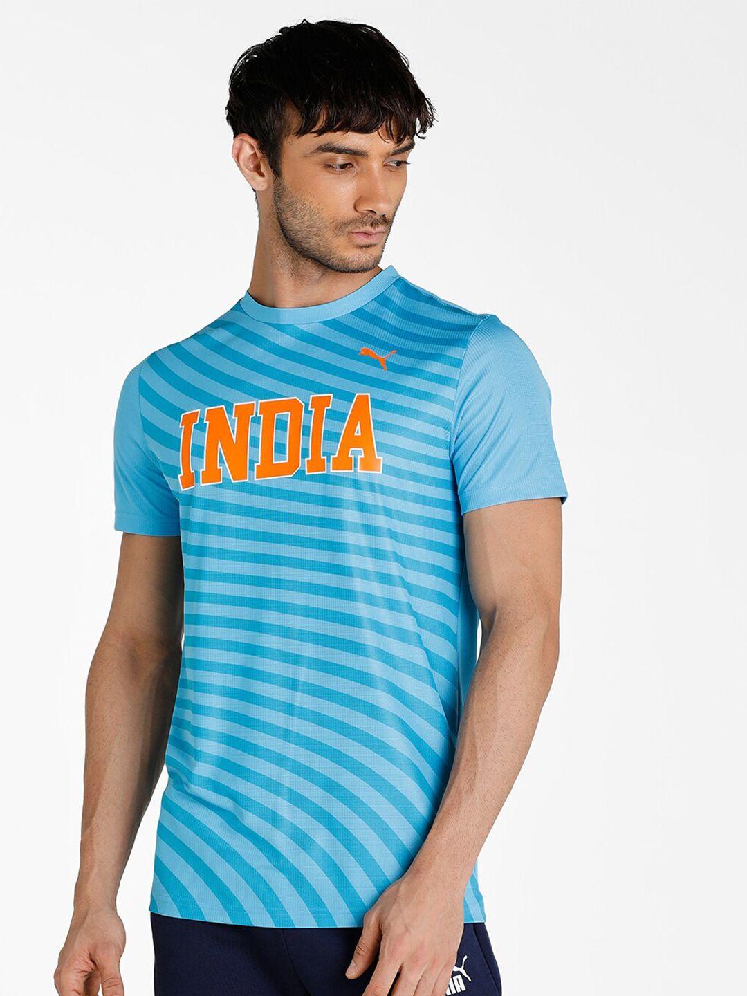 puma men blue striped t-shirt