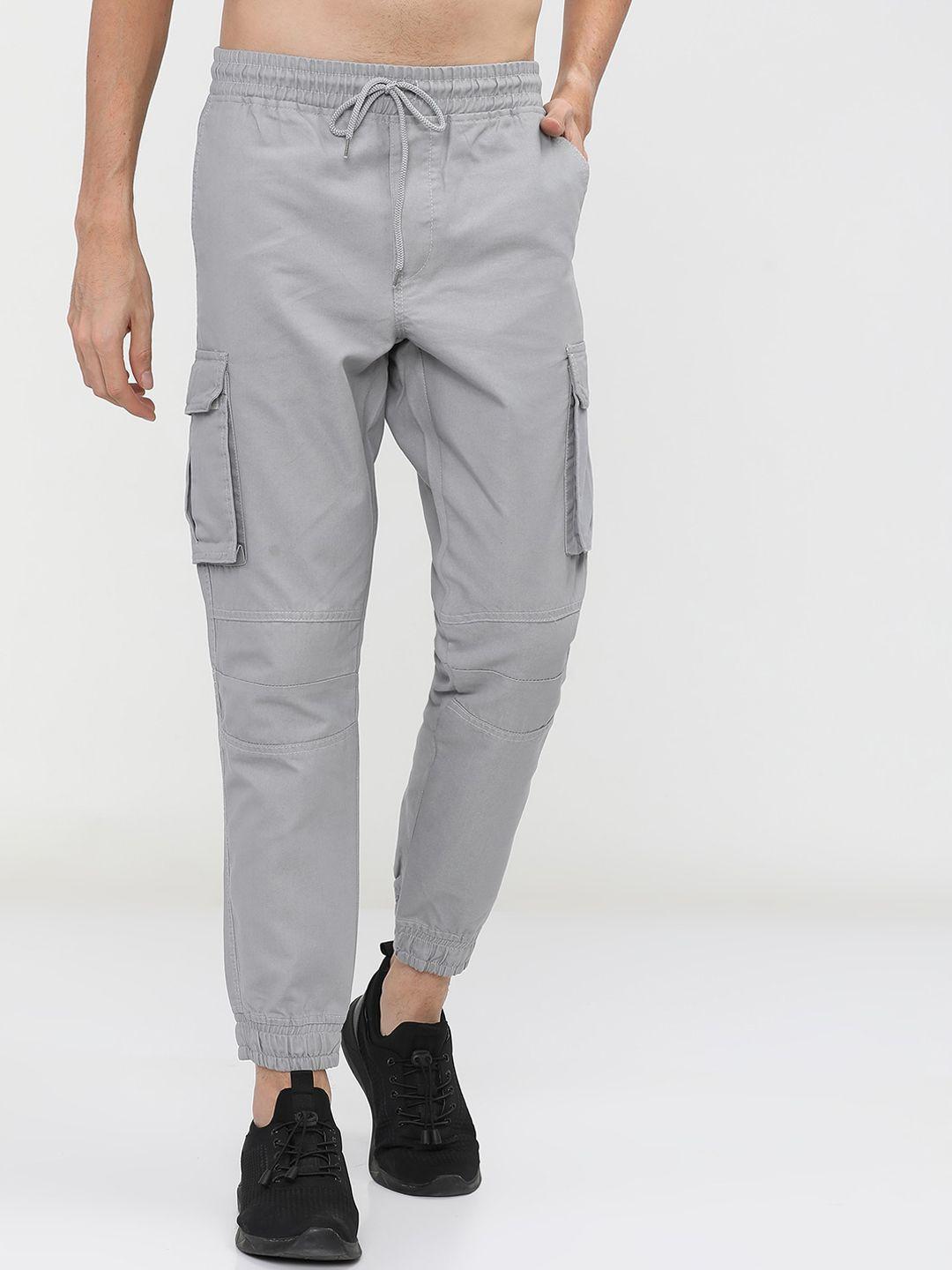 ketch men grey solid joggers trousers