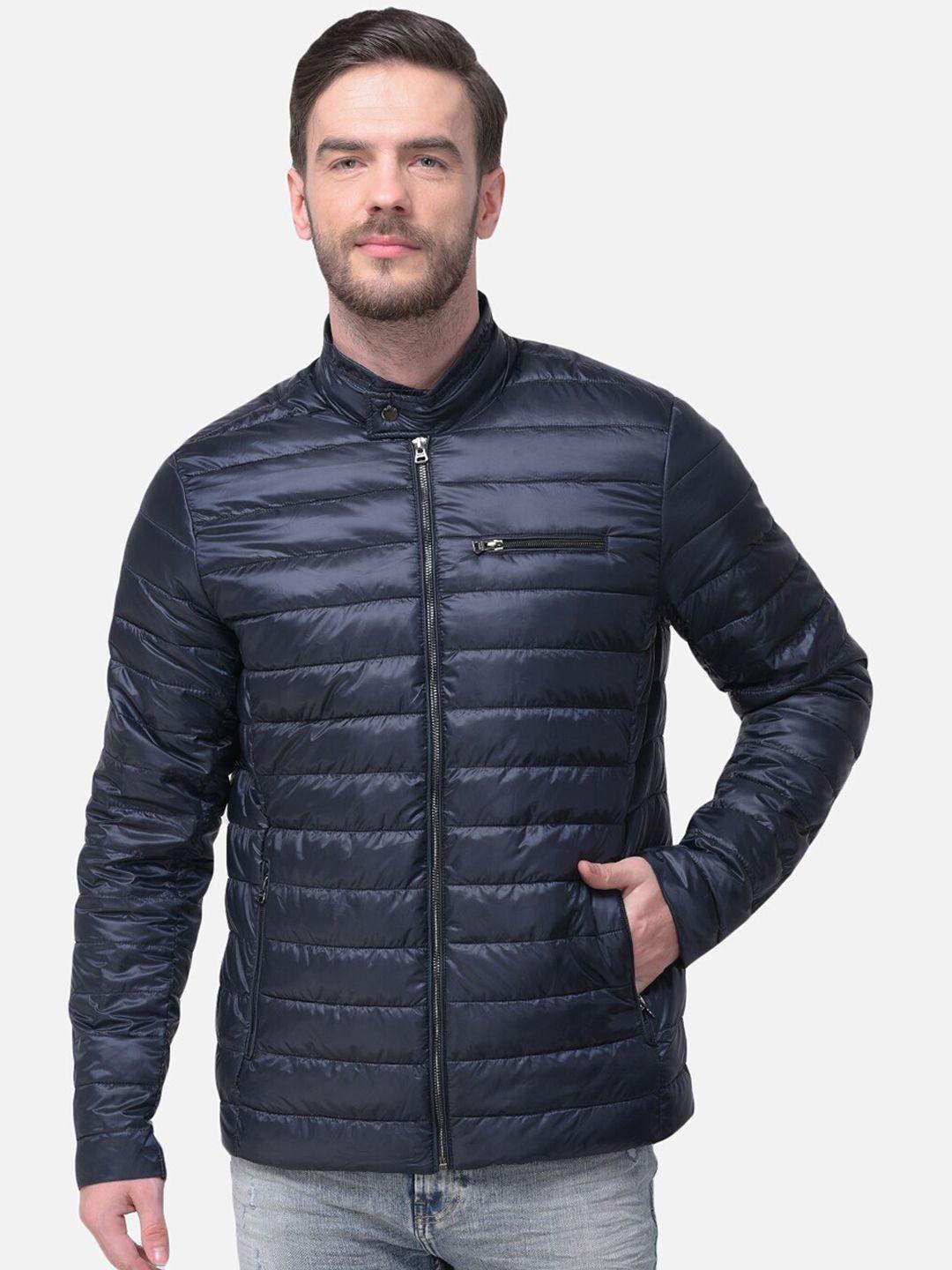 woods men navy blue solid water resistant padded jacket