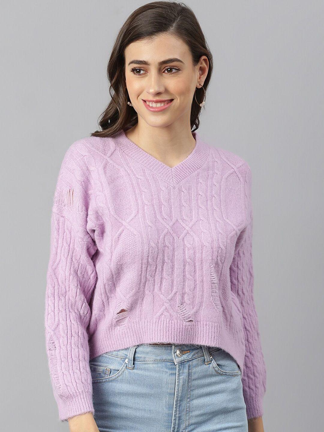 xpose women purple cable knit pullover