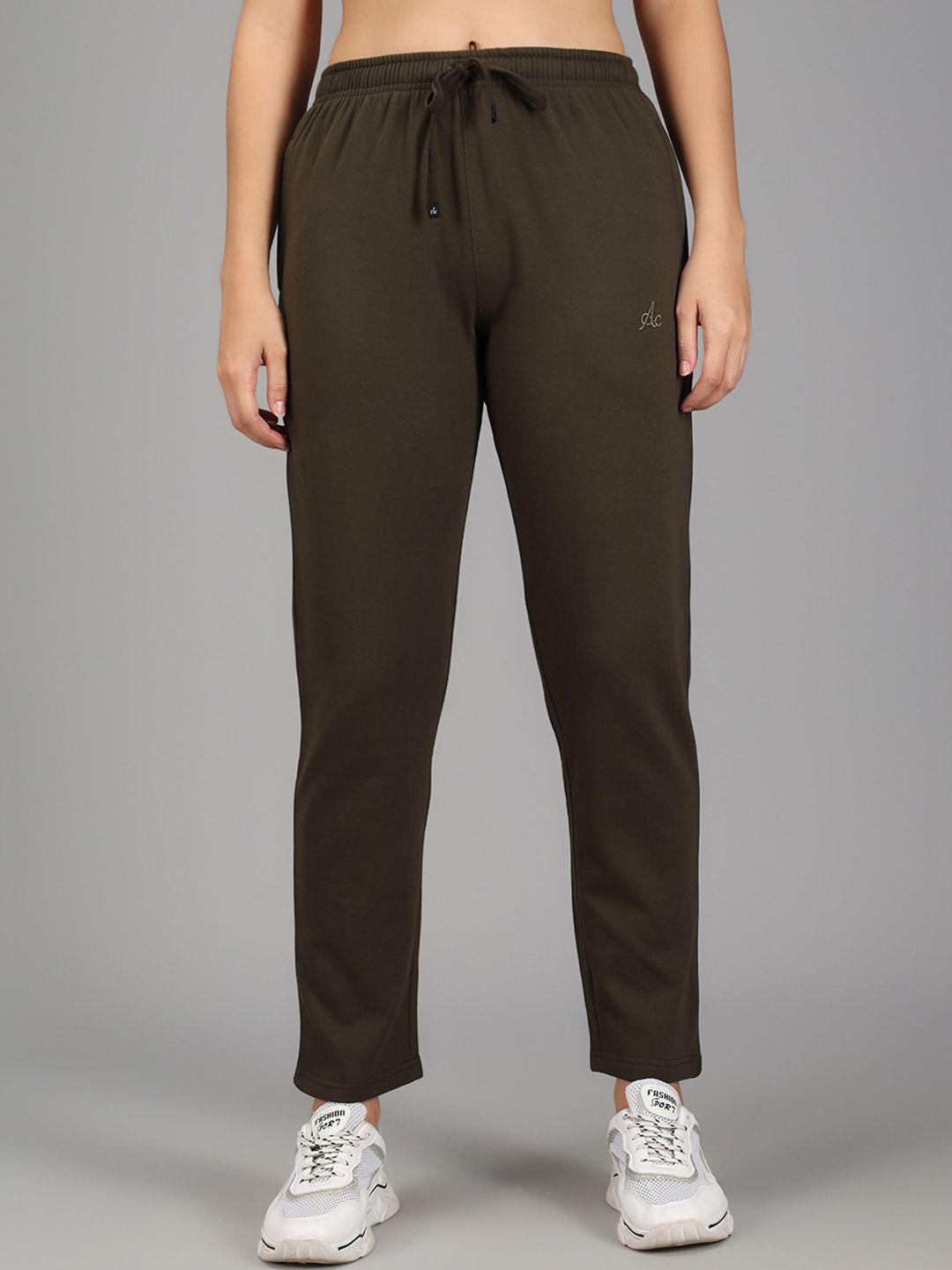 anti culture women olive green cotton track pants