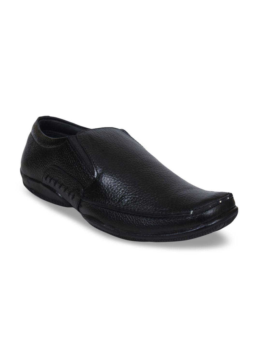 ajanta men black textured formal slip on shoes