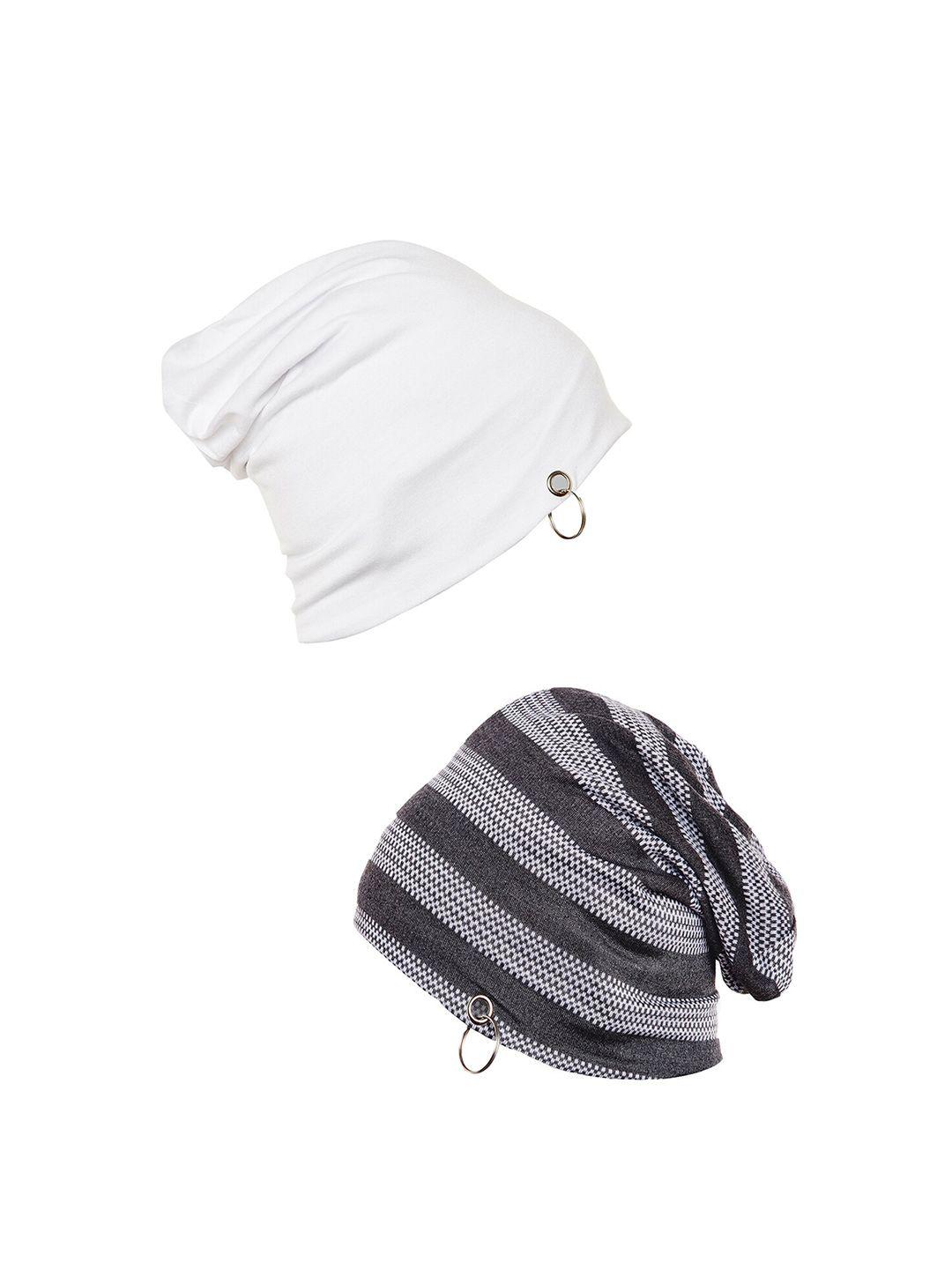 vimal jonney white & grey 2 printed beanie