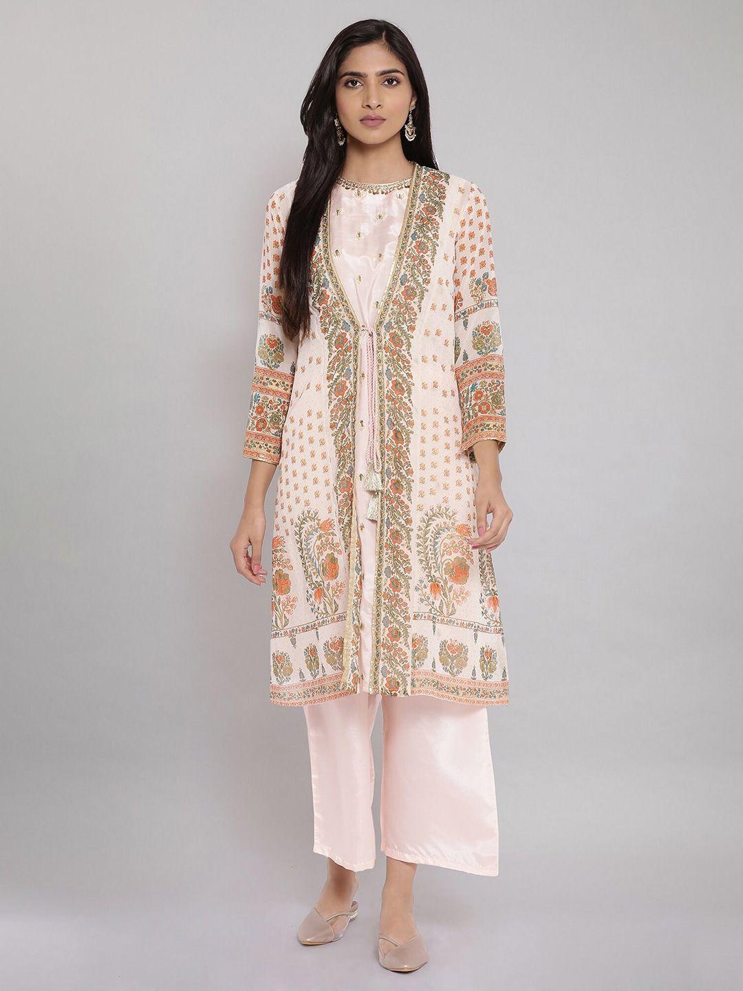 wishful set of 2  women pink & gold-toned printed kurta &palazzos