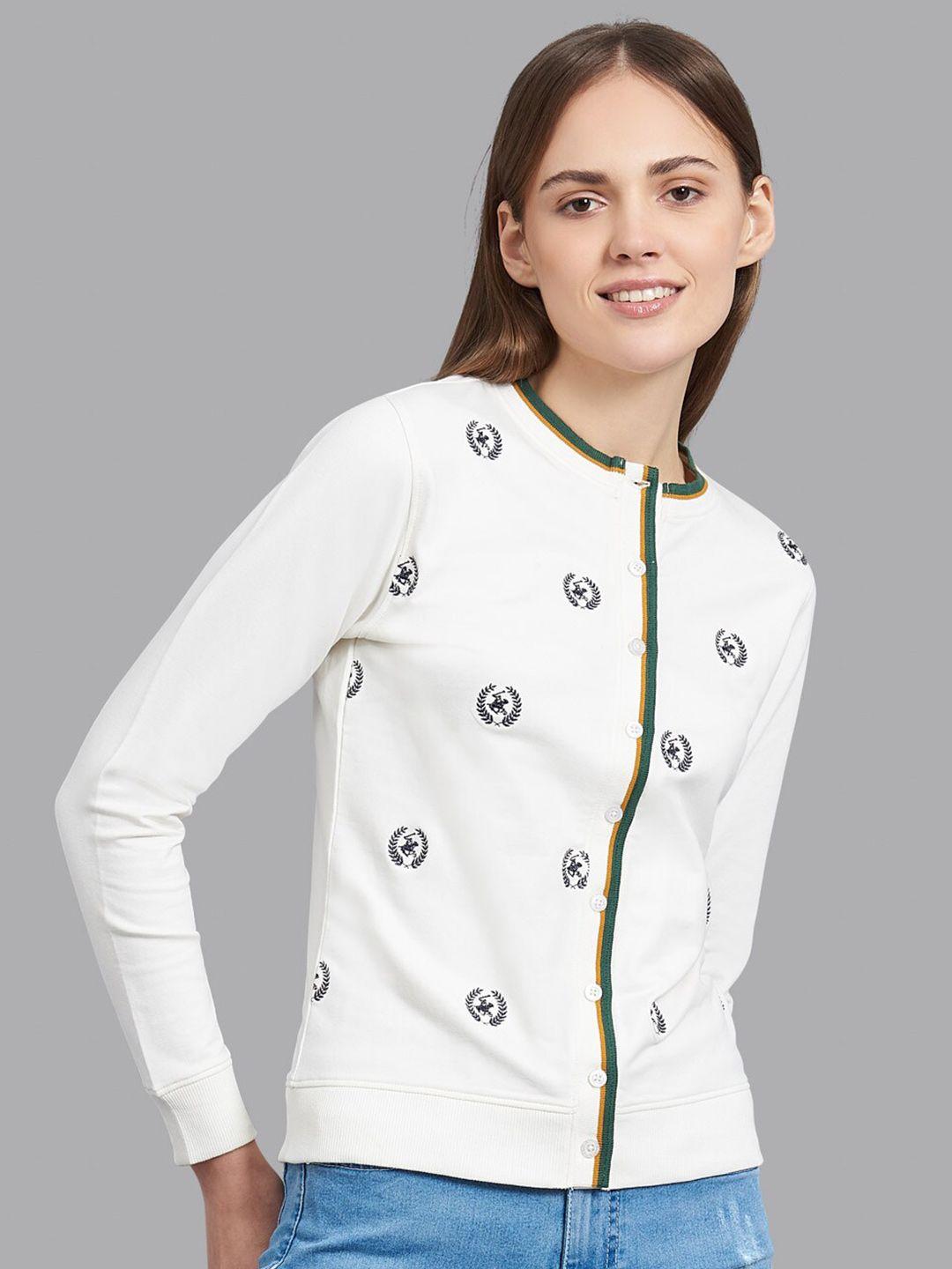 beverly hills polo club women white printed cardigan