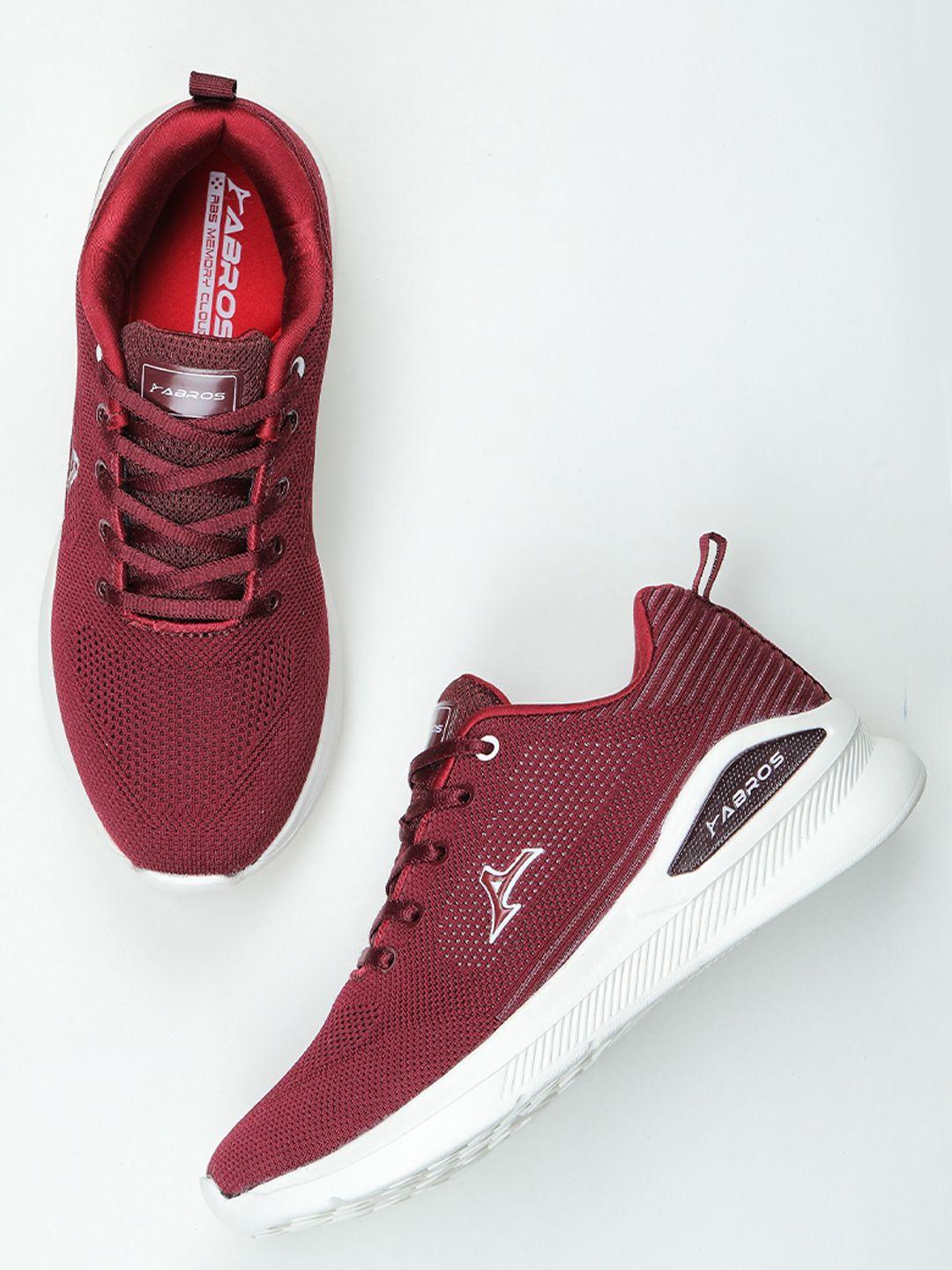 abros men burgundy mesh running shoes