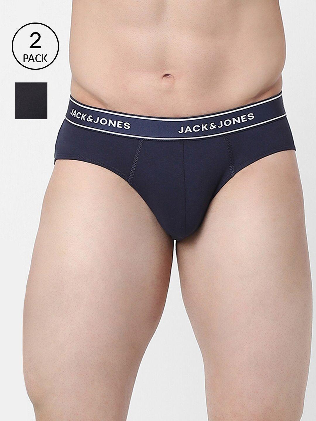 jack & jones men pack of 2 solid cotton basic briefs 122015201-2