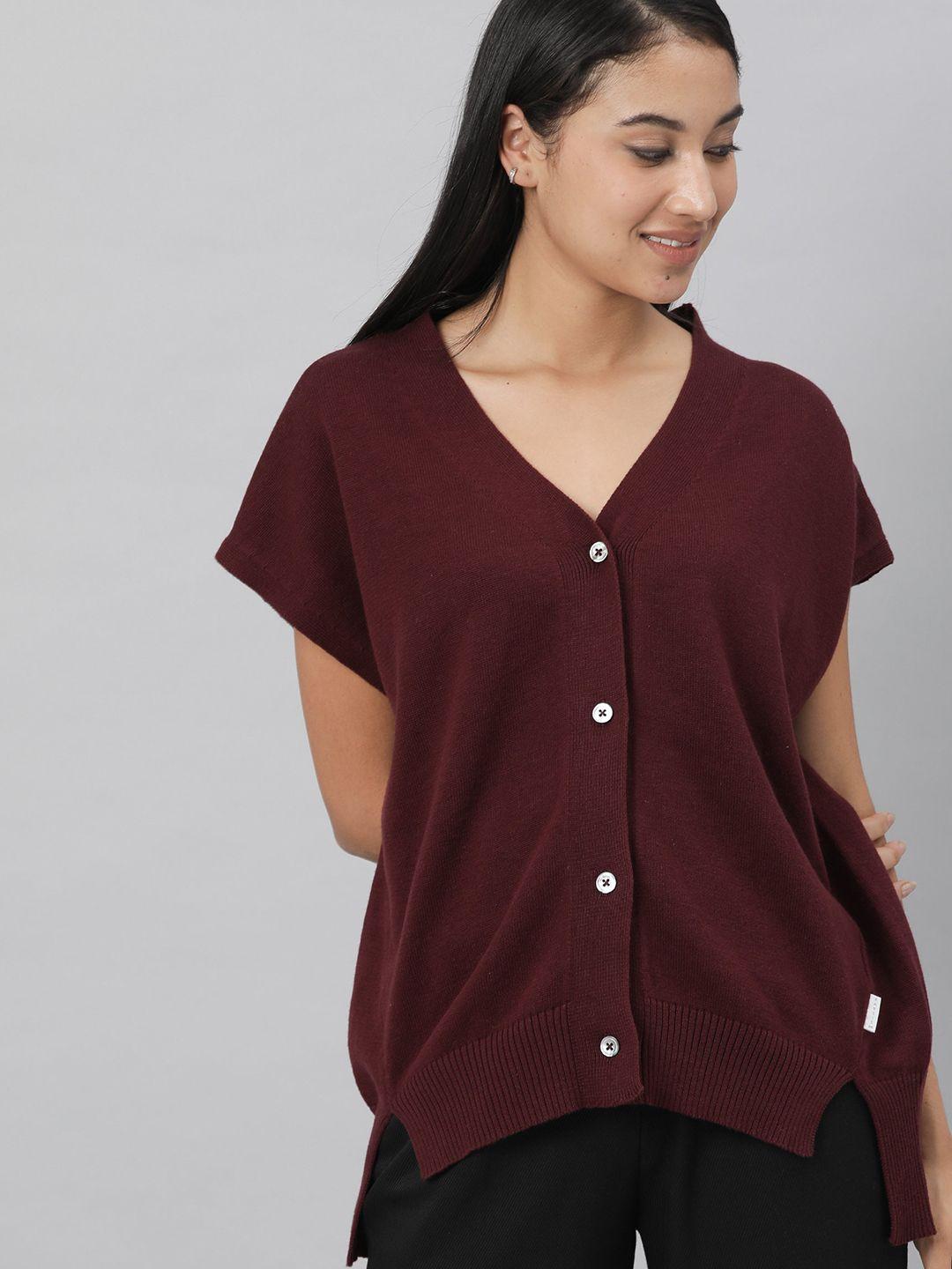 rareism women maroon cardigan