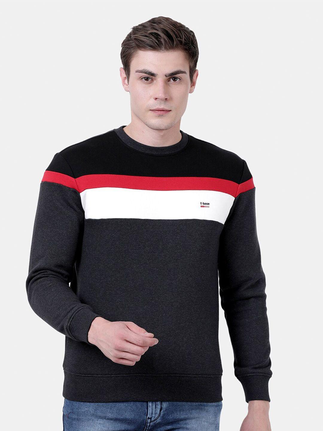 t-base men black striped sweatshirt