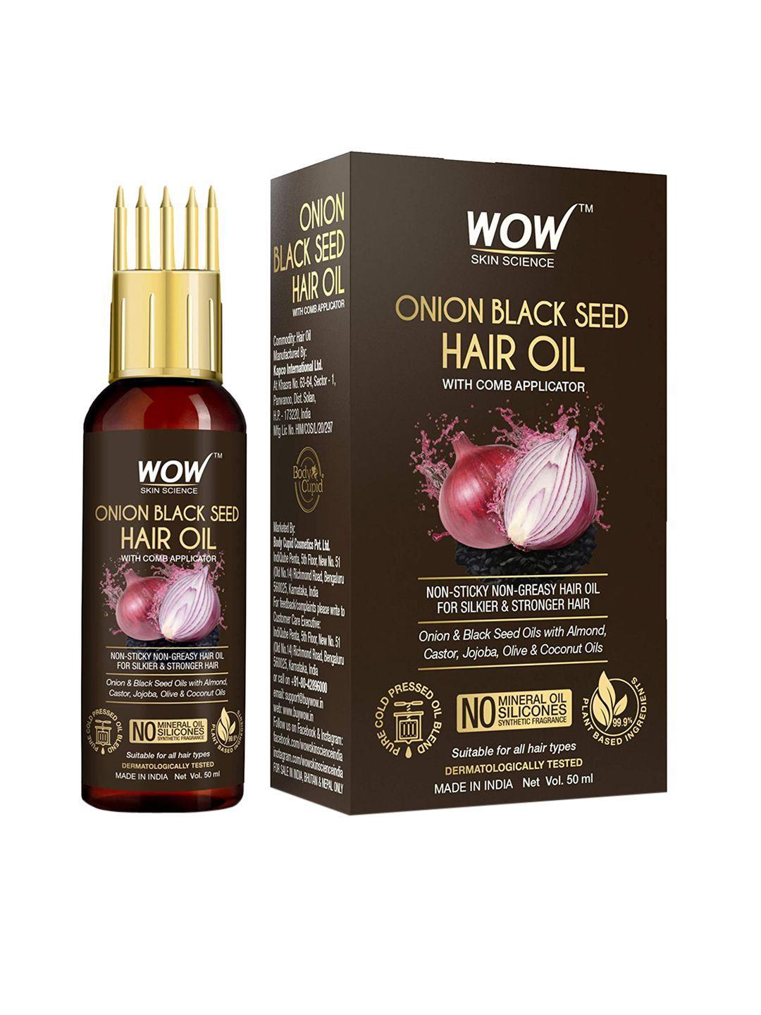 wow skin science onion black seed hair oil with comb applicator - 50 ml