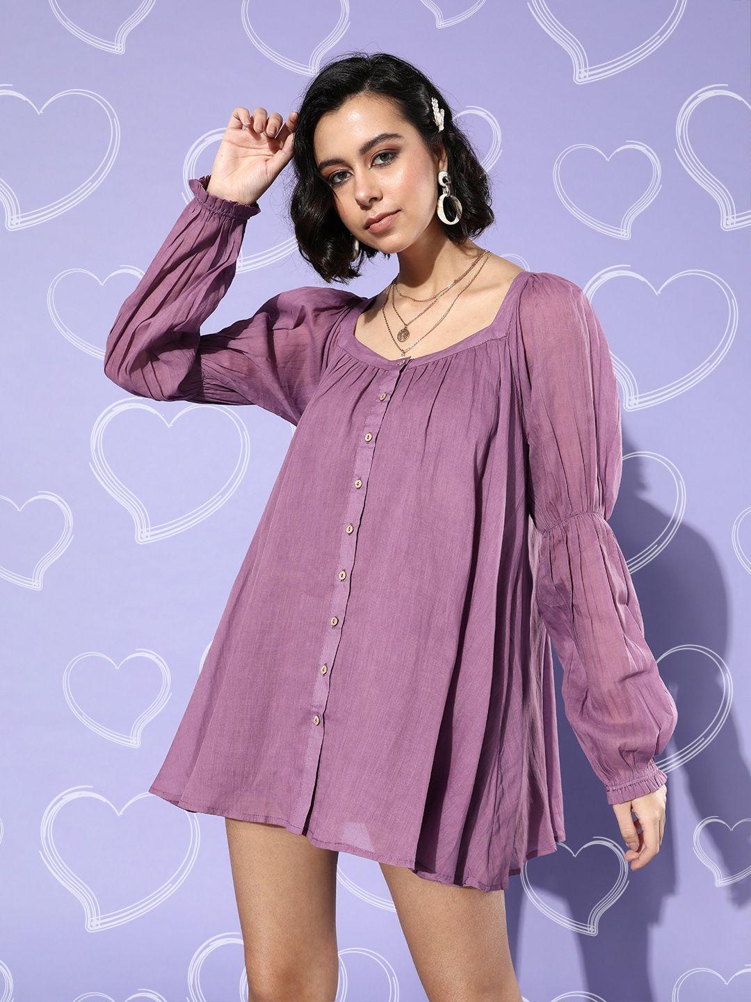 quiero mauve solid a-line mini dress