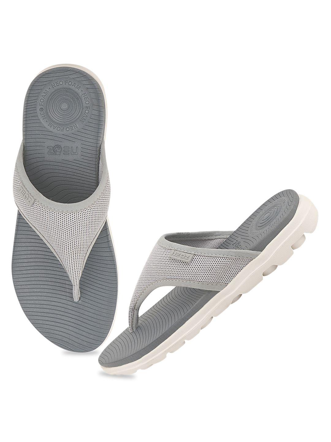 neoz women grey self design rubber slip-on