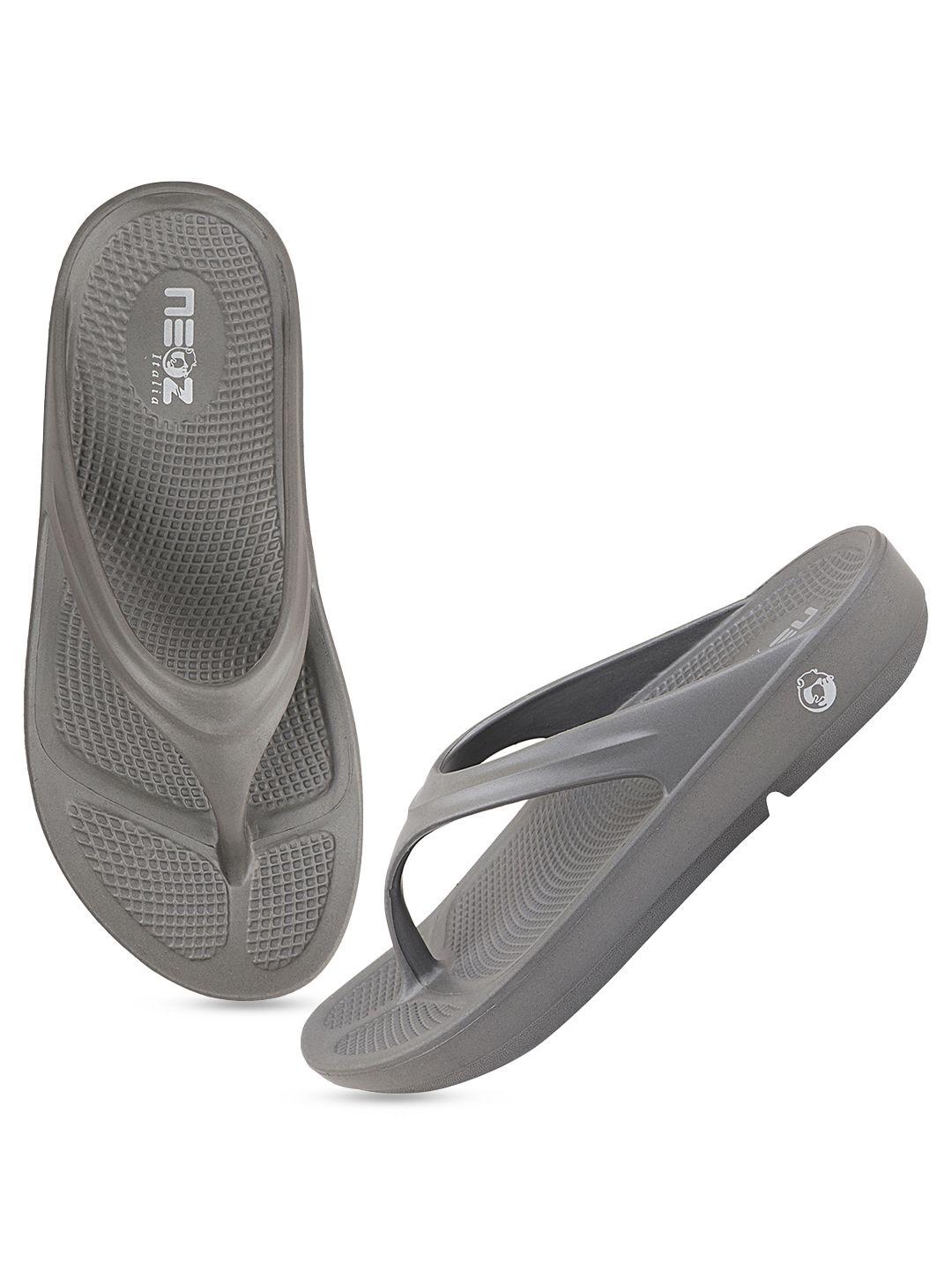 neoz women grey solid thong flip-flops