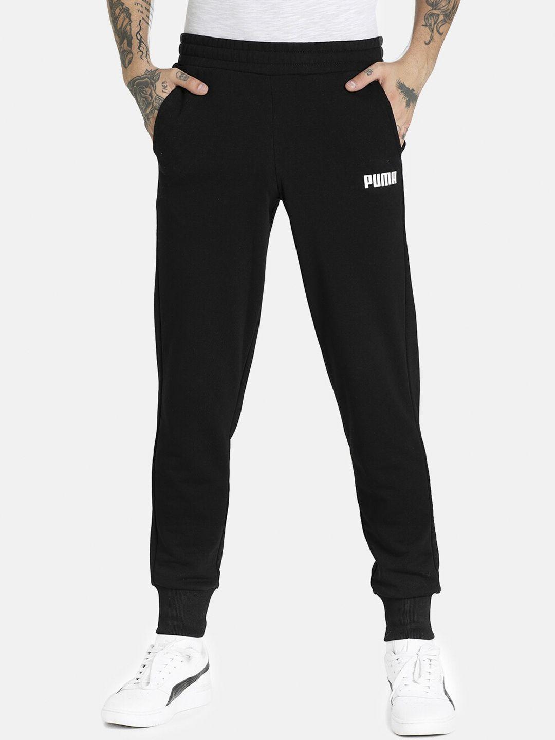 puma men black solid essential regular fit knitted pants